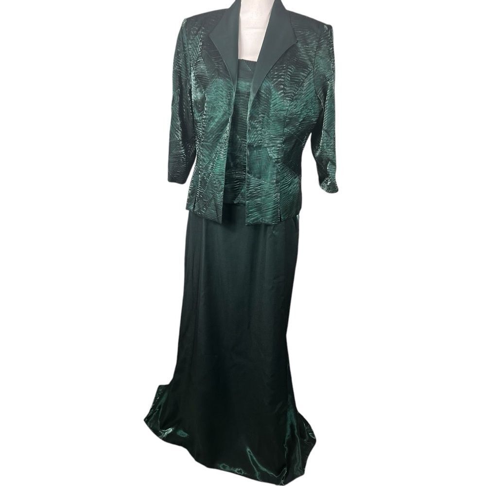 New Alex Evenings 2 Piece Green Dress Jacket Set Wedding Formal Large 12/14